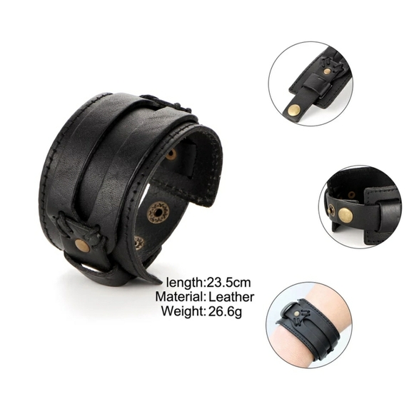 Set of 5 Trendy unisex leather bracelets - Picture 13 of 16